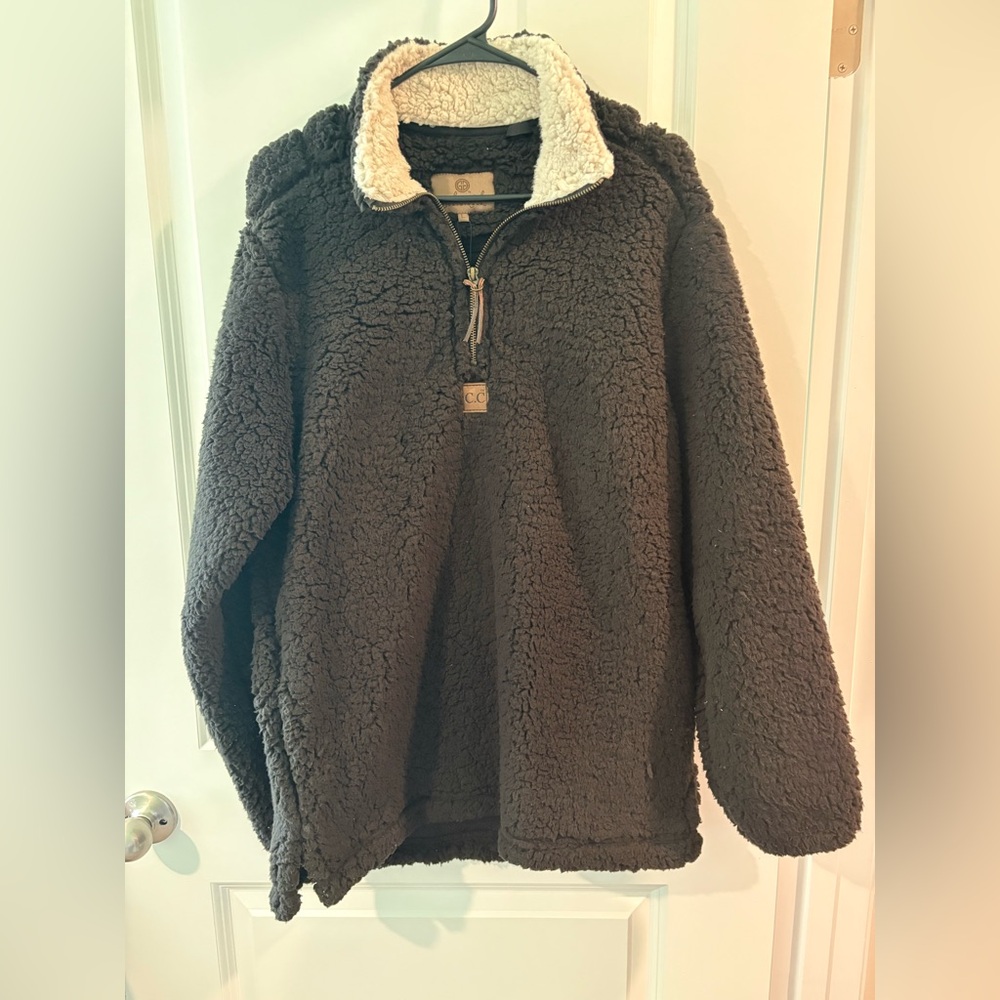 C.C. Girlie girl originals black quarter zip Sherpa pullover new with tags NWT